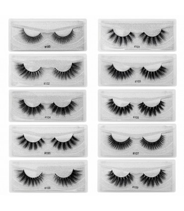 Faux cils volumes naturel 3D - 10 paires différents